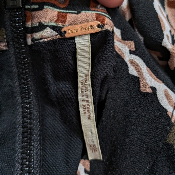 Free People Stella Black Brown Blue Long Sleeve Mini Dress XS - Picture 8 of 11